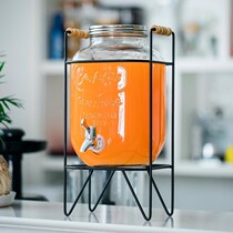With tap Bubble Wine Bottle Coke Barrel Transparent Iron Frame Home Juice Can Drink Barrel Glass Ferment Barrel Seal Tank