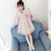 Cô gái Trung Quốc gió dài tay áo váy mùa xuân dọc bông thêu váy khâu Han váy sợi net váy trẻ em. 