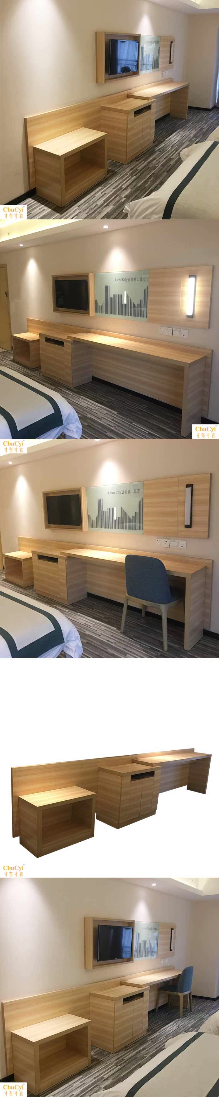 Nội thất khách sạn nhỏ B & B bàn máy tính bàn và ghế hành lý giá TV tủ tích hợp bàn tùy chỉnh - Nội thất khách sạn tủ đầu giường gỗ