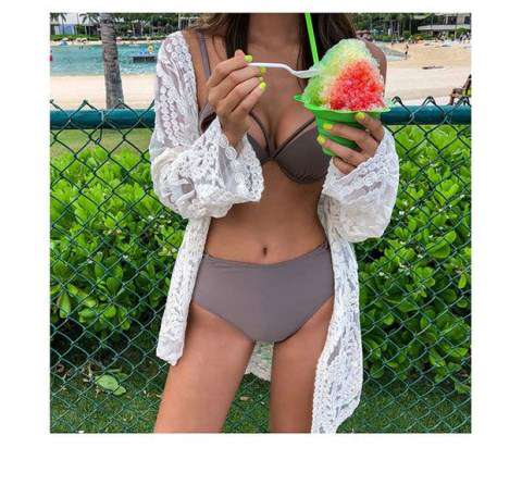 Đồ bơi mới nữ chẻ thép tấm tập hợp ngực cao eo che bụng bên quai gợi cảm bikini bãi biển spa - Bikinis bộ bikini 3 món