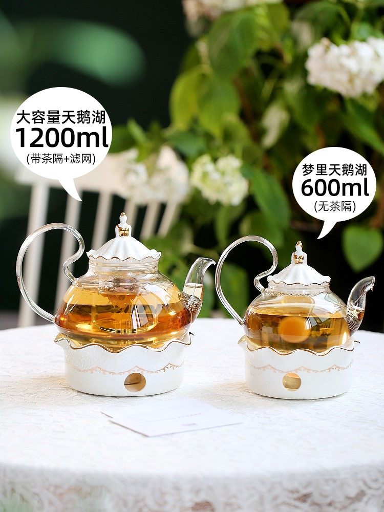 Coolle those times Flower teapot candle heated fruit teapot set Heat glass afternoon teapot