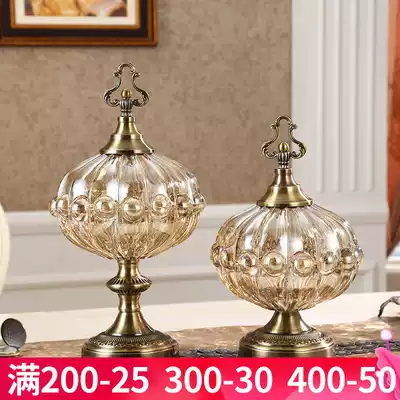 Neoclassical home model room soft decoration storage tank European-style living room coffee table with lid Dried fruit snack candy tank