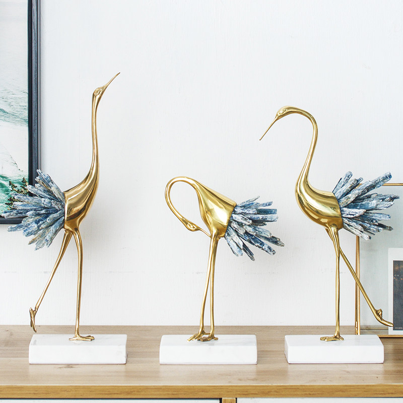 Light Extravagant Modern Crystal Fairy Crane Swing Piece New Chinese Style Home Living-room Wine Cabinet TV Cabinet Softsample Board Room Adornment