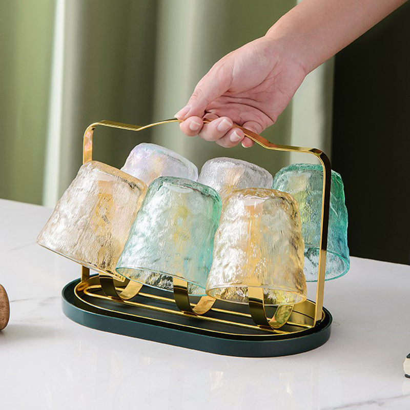 Light extravagant dust-proof cup holder cup shelf tumbler upside down domestic living room glacier glass drain water glass shelf storage depository