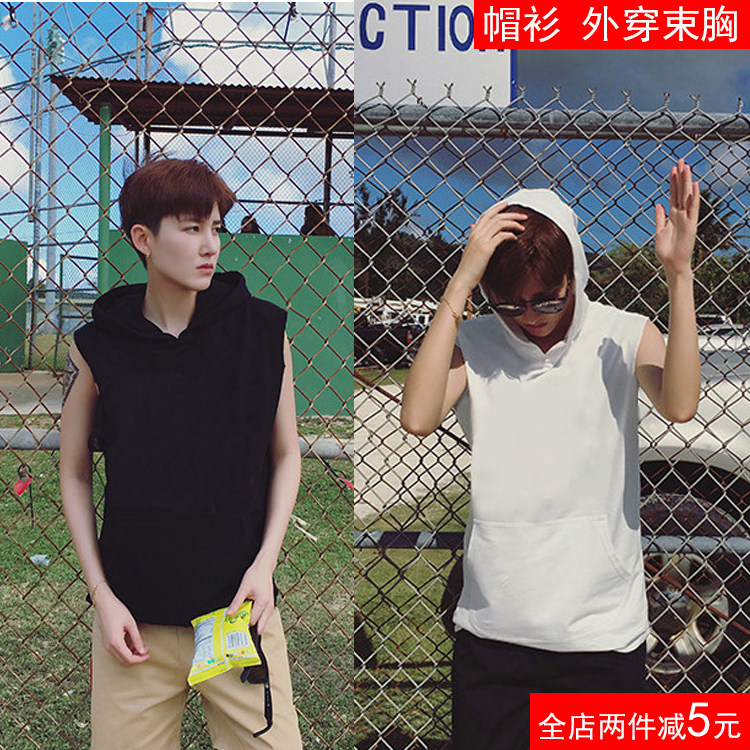 Les corset long section wear vest side bandage handsome t vest no trace thin section corset sports large size fat t vest