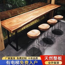 Solid wood bar table American custom-made home balcony simple high-leg long table and chair combination commercial wall-mounted narrow table