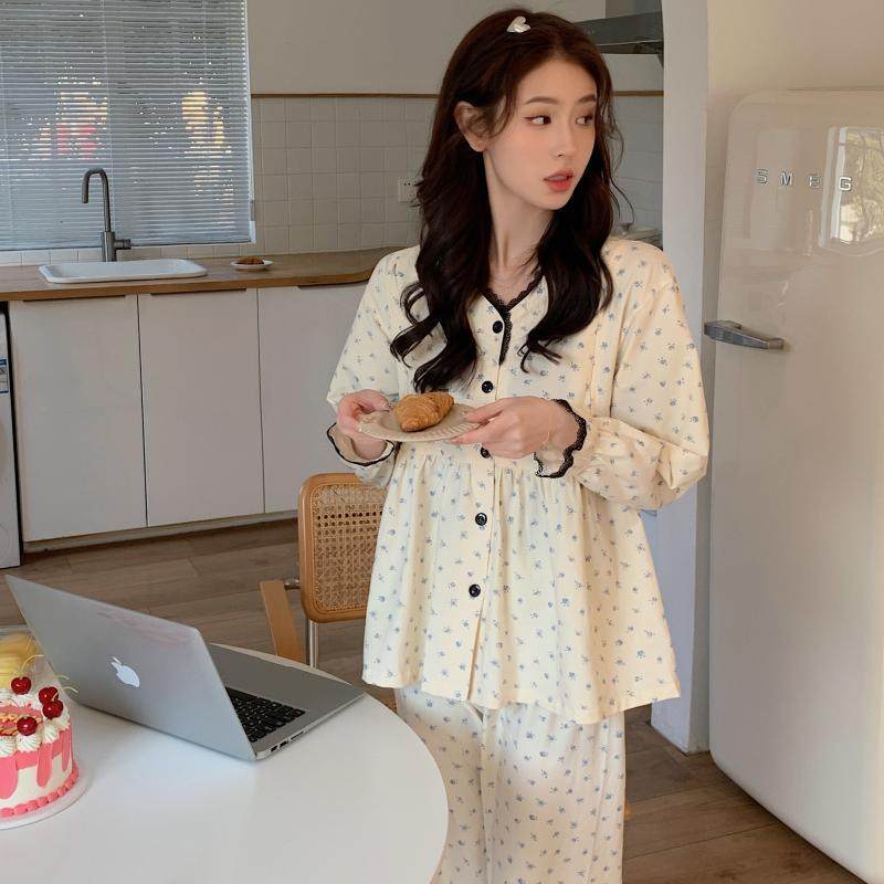 Pure Cotton Moon Subsuit Summer Thin postnatal pregnant woman Breastfeeding Pyjamas Spring Autumn September Maternal Breastfeeding Casual 8 Home-Taobao
