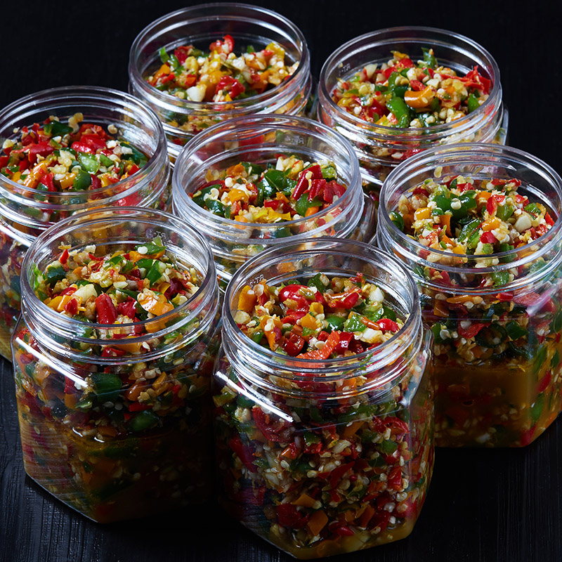 Hunan specialty chopped chili sauce farm homemade super spicy three-color chopped chili sauce with food garlic chili sauce bottled