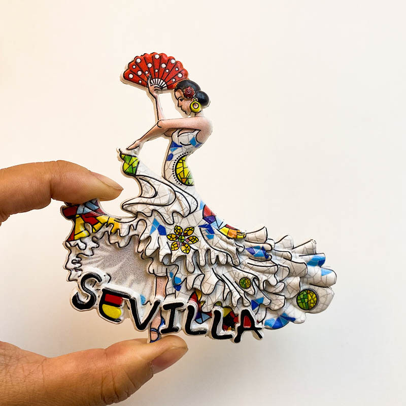 Seville, Spain Flamenco Dancer Refrigerator Magnet, Travel Souvenir, Personalized Creative Strong Magnetic Gift