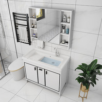 Ceramic laundry pool balcony space aluminum Washroom Sink Basin Integrated floor cabinet with washboard laundry washbasin