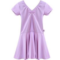 Childrens dance clothing womens summer short-sleeved one-piece dress pink dance art examination body suit girls ballet practice uniform