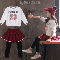 Girls  performance clothing fashion autumn and winter Western style long-sleeved culottes suit Primary school cheerleading performance chorus clothing