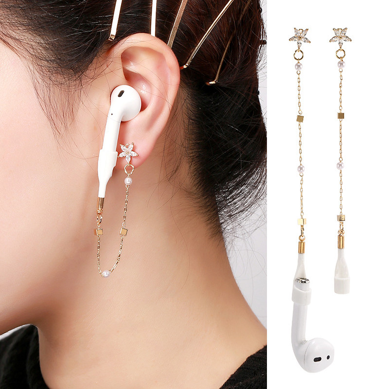 earrings necklace ear clip small crowdsourced wireless Bluetooth headphone ear neckline silver original design airpods anti-lose ear needle tide
