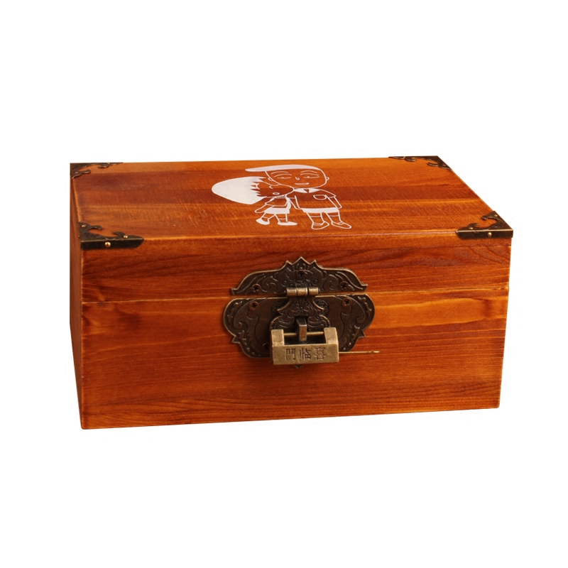 Lockable storage box wooden box storage box with lock antique wooden small lock box storage box home dormitory