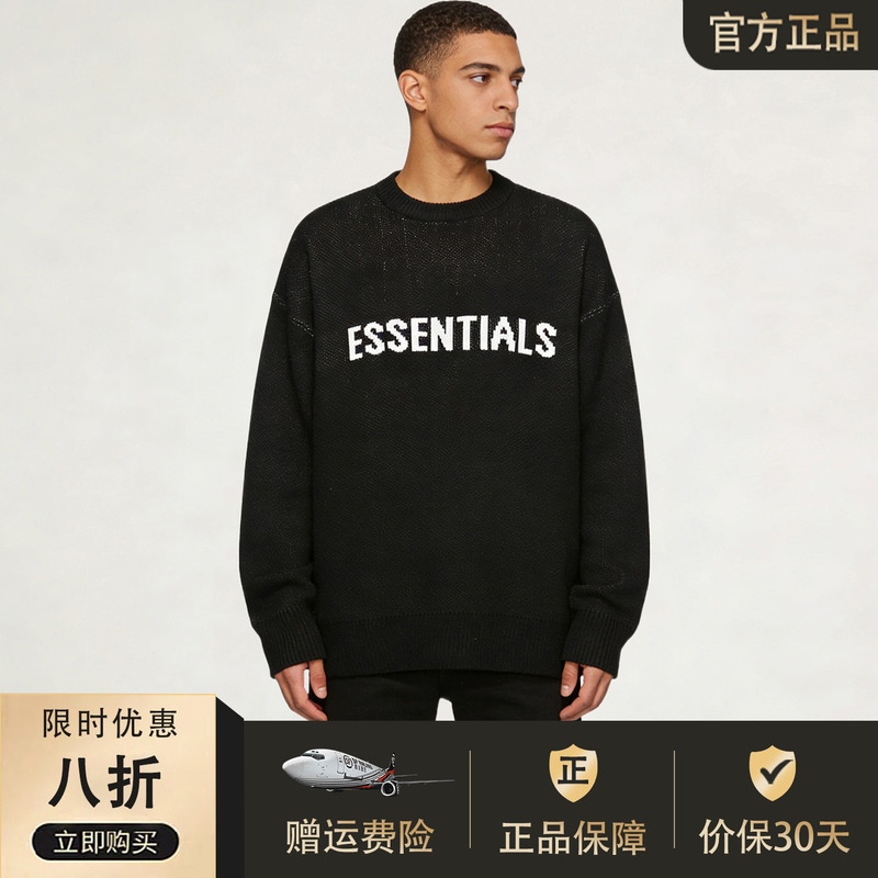 Essentials Genuine Fog Official Multi-Line Crew Neck Loose Trendy Brand Versatile Pullover Sweater for Men and Women Knitwear