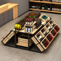 Industrial wind supermarket red wine cabinet combination landing on the island wine rack commercial winery wine display rack