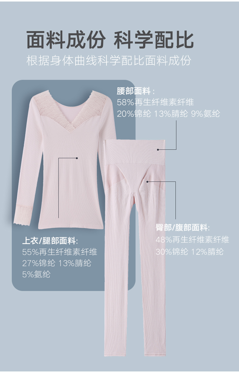 高端内衣品牌 曼妮芬 女莫代尔一体织 蕾丝保暖内衣 图4