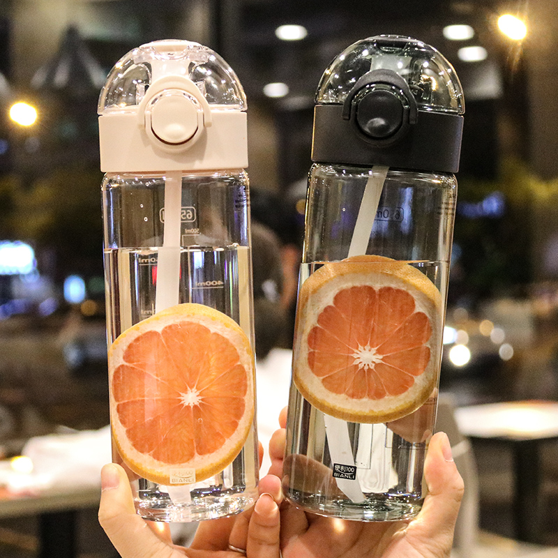 Creative simple straw cup fresh and cute large capacity plastic cup adults with scale pregnant women Maternal water cup heat-resistant