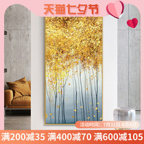 Golden Leaves Entrance to the house Decorative Paintings Modern Simplicity Aisle Background Wall Painting Nordic Style Hallway Abstract Painting Harp