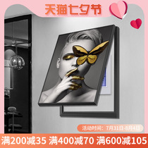 Modern minimalist electric meter box decoration painting vertical section network case hanging painting beauties character distribution box shelter box free of punch