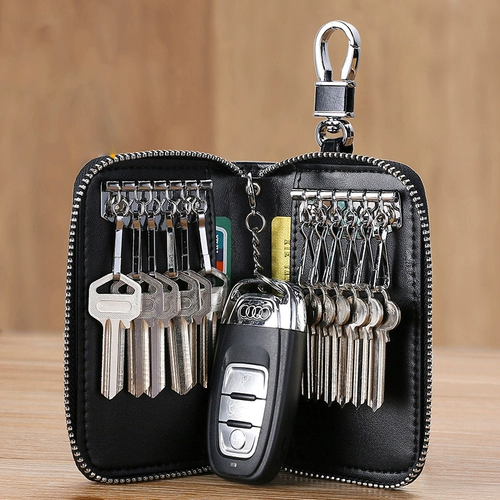 Вместительная и большая ключница с молнией, универсальный кожаный замок, новая коллекция, из натуральной кожи