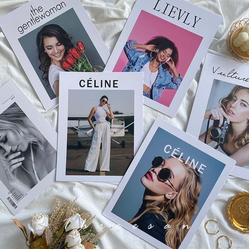 Photo Props Swing pieces Retro English Newspapers Magazine ins Wind net Red ornaments Decorative Photography Props Background Cloth