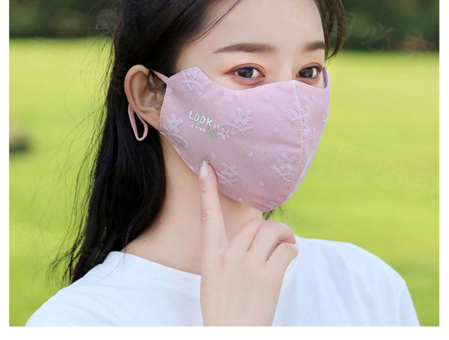 Марлевая повязка от пыли 蕾丝面膜女式秋冬薄防晒户外行车双层防紫外线棉透气时尚大面膜