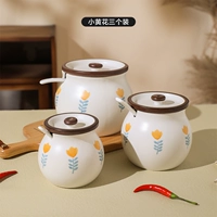 Маленький желтый цветочный танк Большой средний и маленький, маленький, маленький и маленький [подарочная ложка]