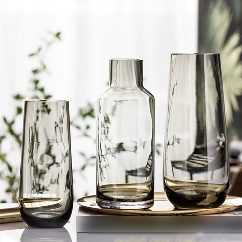 Скандинавская современная минималистичная ваза на столешнице для гостиной, обеденного стола, прозрачная цветочная композиция, поднятая водой, декоративные украшения, легкая роскошная стеклянная ваза