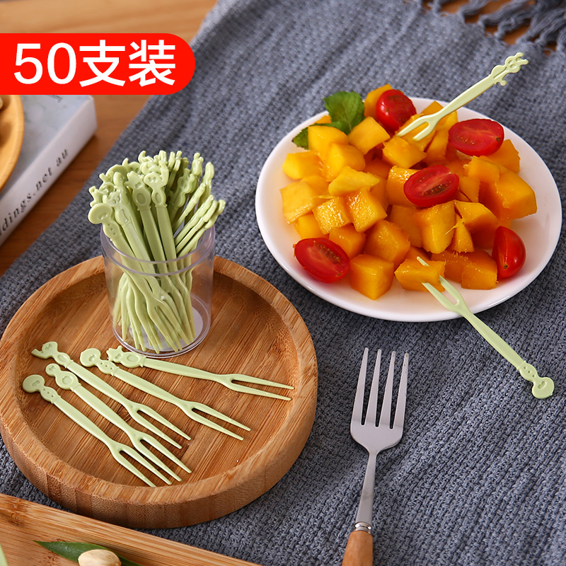 Creative Cute Fruit Fork Set Disposable Cartoon Small Fork Storage Can European-Style Household Children Eating Fruit Signs