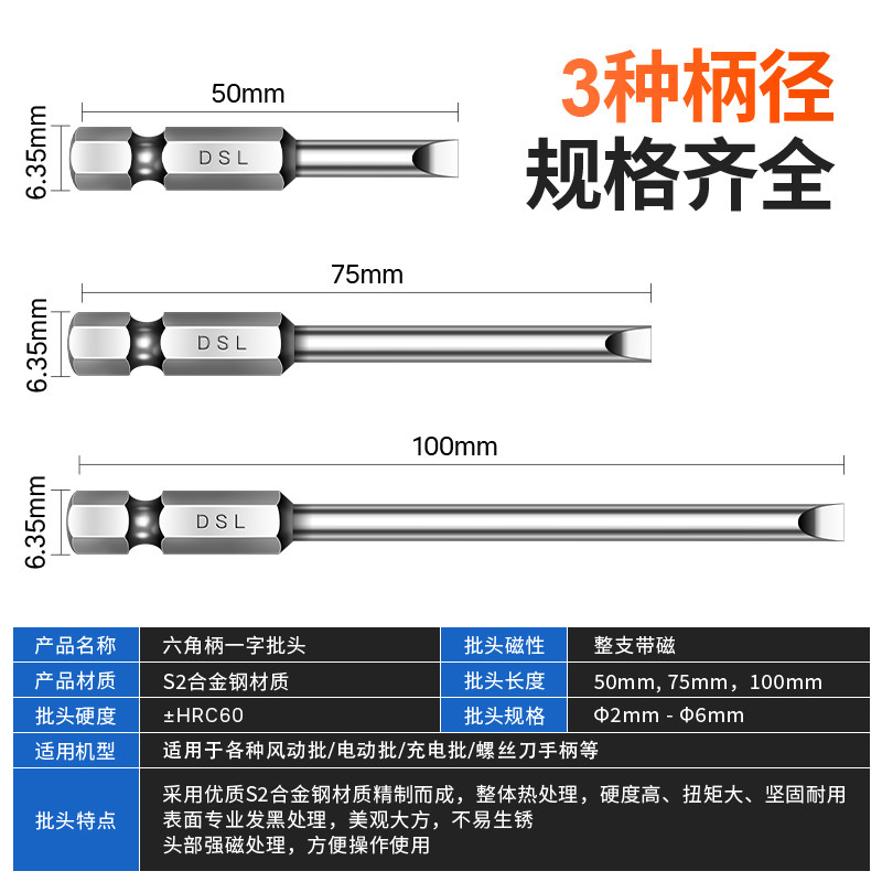 High-Hardness, Strong Magnetic Bit Set for Imported Electric Screwdrivers, Drill Bits, and Impact Drivers, Ultra-Hard Industrial Grade