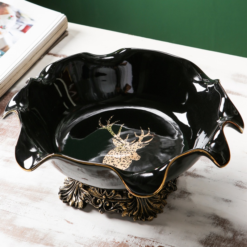 Creative European ceramic table compote fruit bowl decorated home sitting room tea table light key-2 luxury furnishing articles American adornment