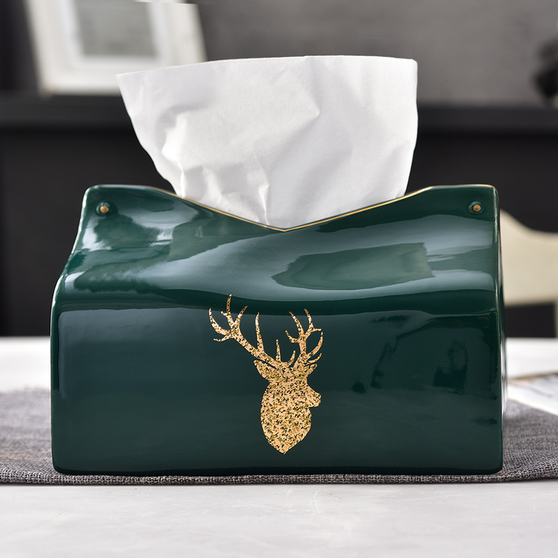 Creative ceramic American tissue box light wind key-2 luxury paper suction box of European - style key-2 luxury sitting room tea table for paper napkin paper carton