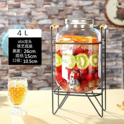 Juice jar with tap glass jar Jing bar Drink Bucket Sweet table Lemon Bucket bar Tea Bucket Bubble Liquor Seal-Taobao