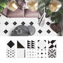 Tiles 300 black and white geometric kitchen wall tiles Dining room tooling small fresh bathroom floor tiles Balcony tiles flower pieces