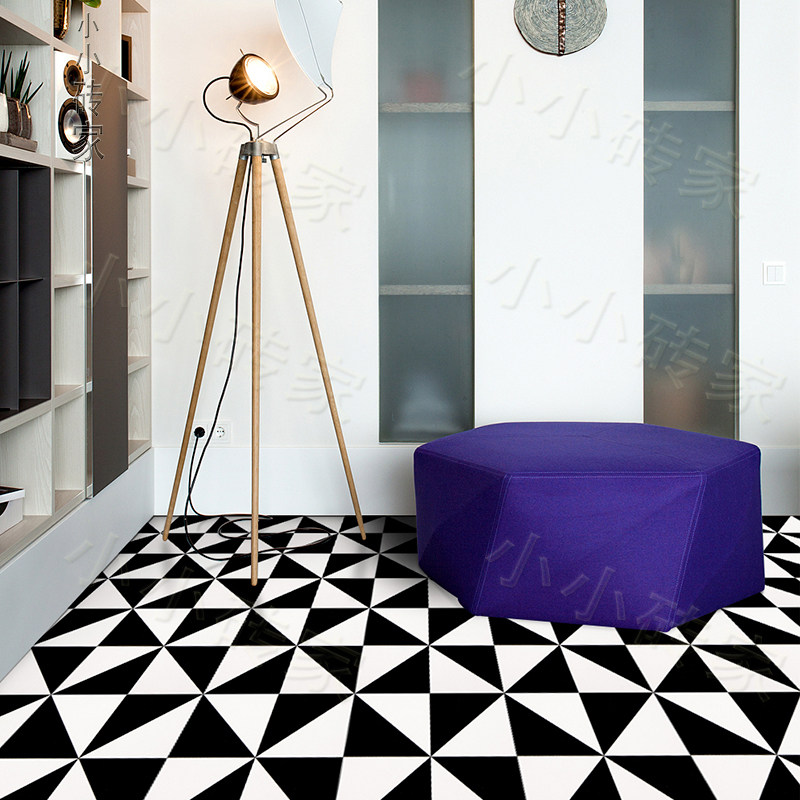 Nordic IKEA kitchen powder room tiles black and white lattice wall tiles toilet floor tiles American white tiles 300 glazed tiles