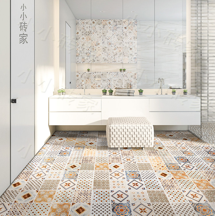 300 vintage pixel tiles art antique tiles Dining room kitchen back wall tiles Balcony powder room non-slip floor tiles