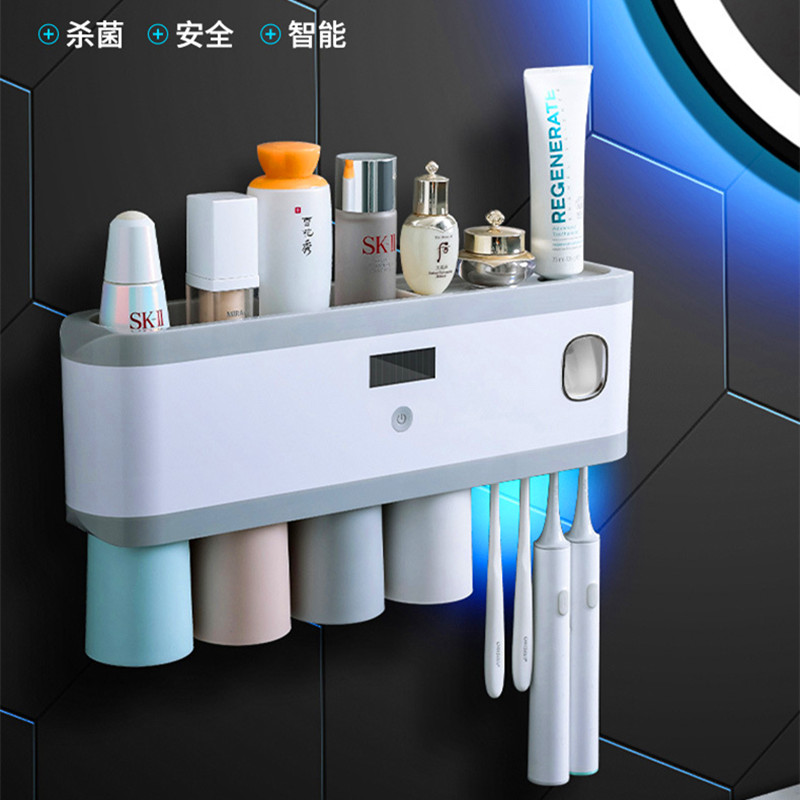 Smart toothbrush sterilizer ultraviolet sterilization electric wall-mounted toothpaste net celebrity brushing cup storage box rack