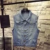 Áo vest nam mùa thu đông mùa xuân và mùa thu vest phiên bản Hàn Quốc của áo vest tự trồng denim áo khoác không tay nam - Cao bồi