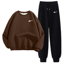 Pull back sports suit womens autumn and winter 2024 new round neck sweatshirt trousers lazy relaxed casual two-piece set Z