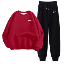 Pull back velvet sports suit for women autumn and winter 2024 new loose sweatshirt casual warm matching complete set Z
