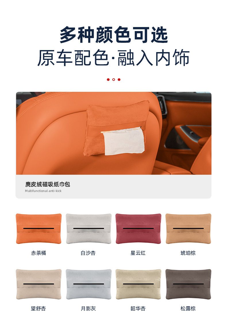Suitable for the New Aito M7, M8, M9 Car Magnetic Suede Tissue Holder, Rear Seat Tissue Box, Car Accessories