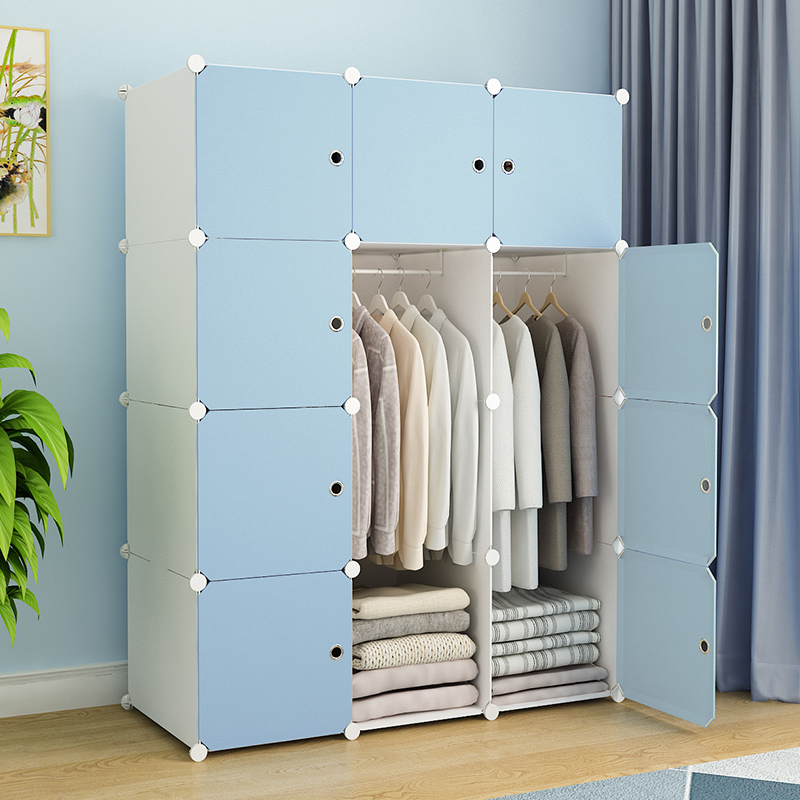 Blue Wardrobe Modern Minimalist Rental House Home Clothing Finishing Province Space Economy Type Bedroom Clothing Storage Cabinet