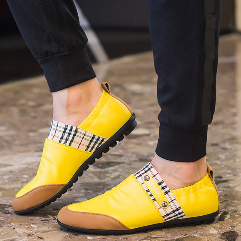 Summer men's toe top layer cowhide leather leather shoes over-the-foot casual shoes trendy youth personality beanie shoes men's lazy shoes