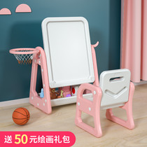 Childrens drawing board Double-sided magnetic small blackboard bracket type household baby drawing doodle whiteboard writing board Easel pen
