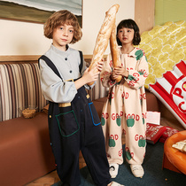 Childrens conjoined pajamas cotton long sleeves