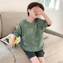 Baby pajamas Summer cotton boys short-sleeved shorts set Childrens cotton two-piece set summer boys home clothes