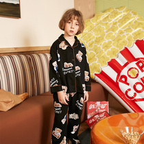 Childrens pajamas boys new loose soft spring and autumn cotton autumn casual Childrens set Boys Home clothes