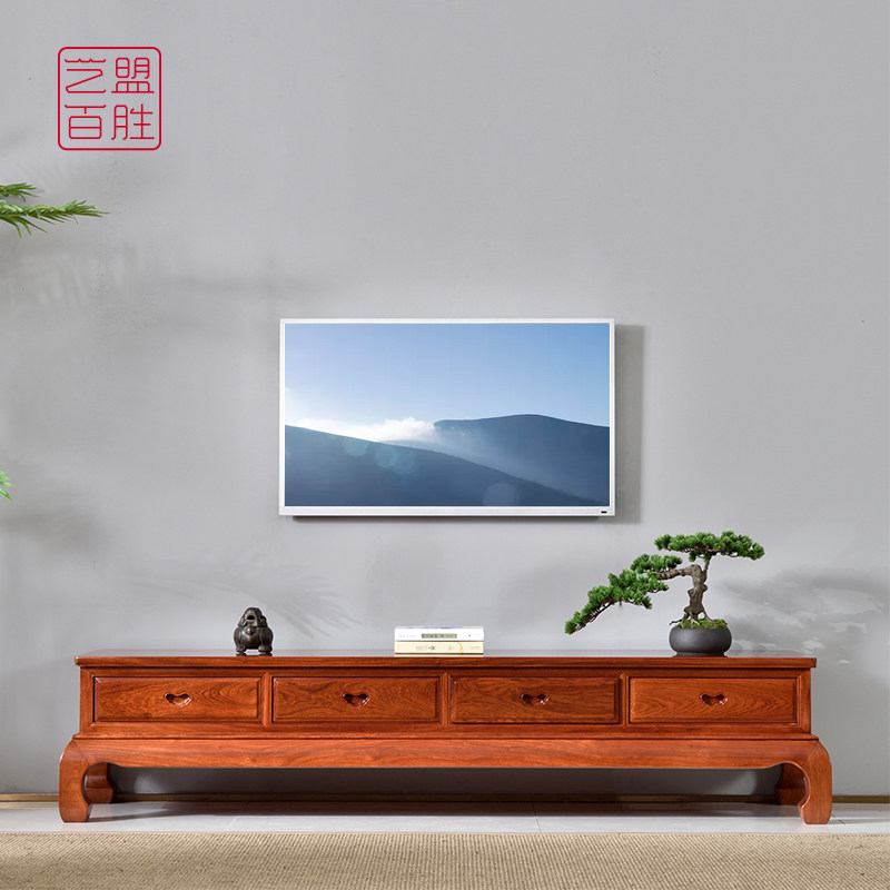 Yimeng Yum Big Fruit Red Sandalwood Plain TV Cabinet Living Room Burmese Rosewood Floor Cabinet Mahogany Furniture