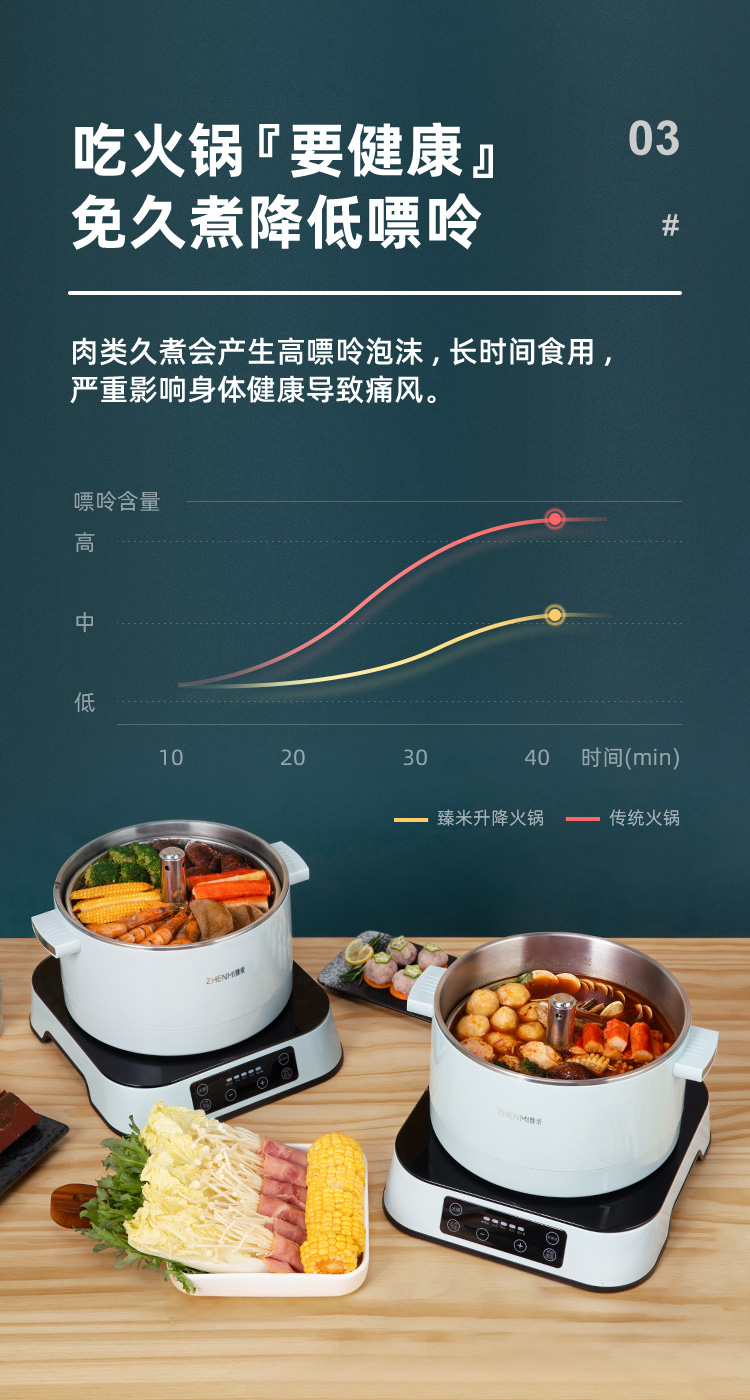 火锅神器 臻米 智能自动升降电火锅 汤肉分离 图3